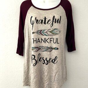 GRATEFUL THANKFUL BLESSED T-SHIRT TOP LIGHTWEIGHT